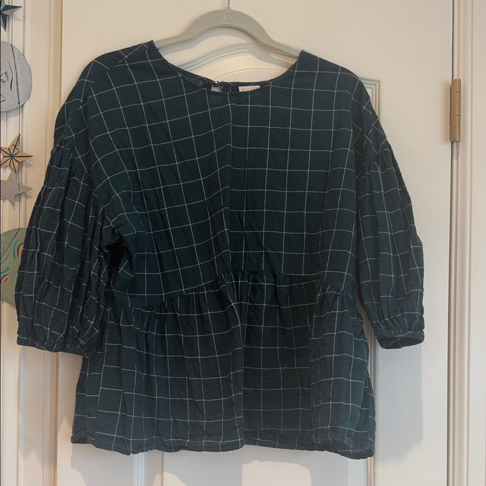 A New Day Dark Green Checkered Blouse